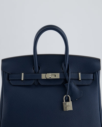 *HOT* Hermès Birkin Retourne 25cm Bag in Bleu De Prusse Togo Leather with Palladium Hardware