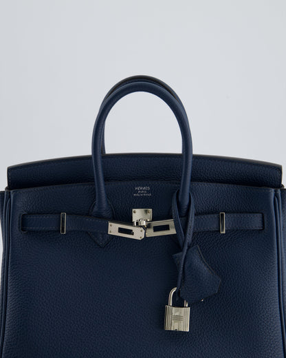 *HOT* Hermès Birkin Retourne 25cm Bag in Bleu De Prusse Togo Leather with Palladium Hardware