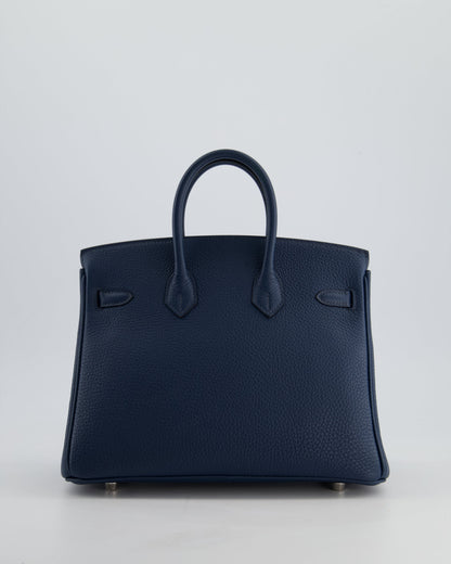 *HOT* Hermès Birkin Retourne 25cm Bag in Bleu De Prusse Togo Leather with Palladium Hardware