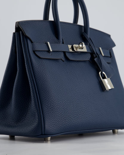 *HOT* Hermès Birkin Retourne 25cm Bag in Bleu De Prusse Togo Leather with Palladium Hardware