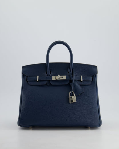 *HOT* Hermès Birkin Retourne 25cm Bag in Bleu De Prusse Togo Leather with Palladium Hardware