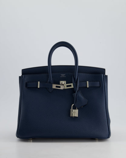 *HOT* Hermès Birkin Retourne 25cm Bag in Bleu De Prusse Togo Leather with Palladium Hardware