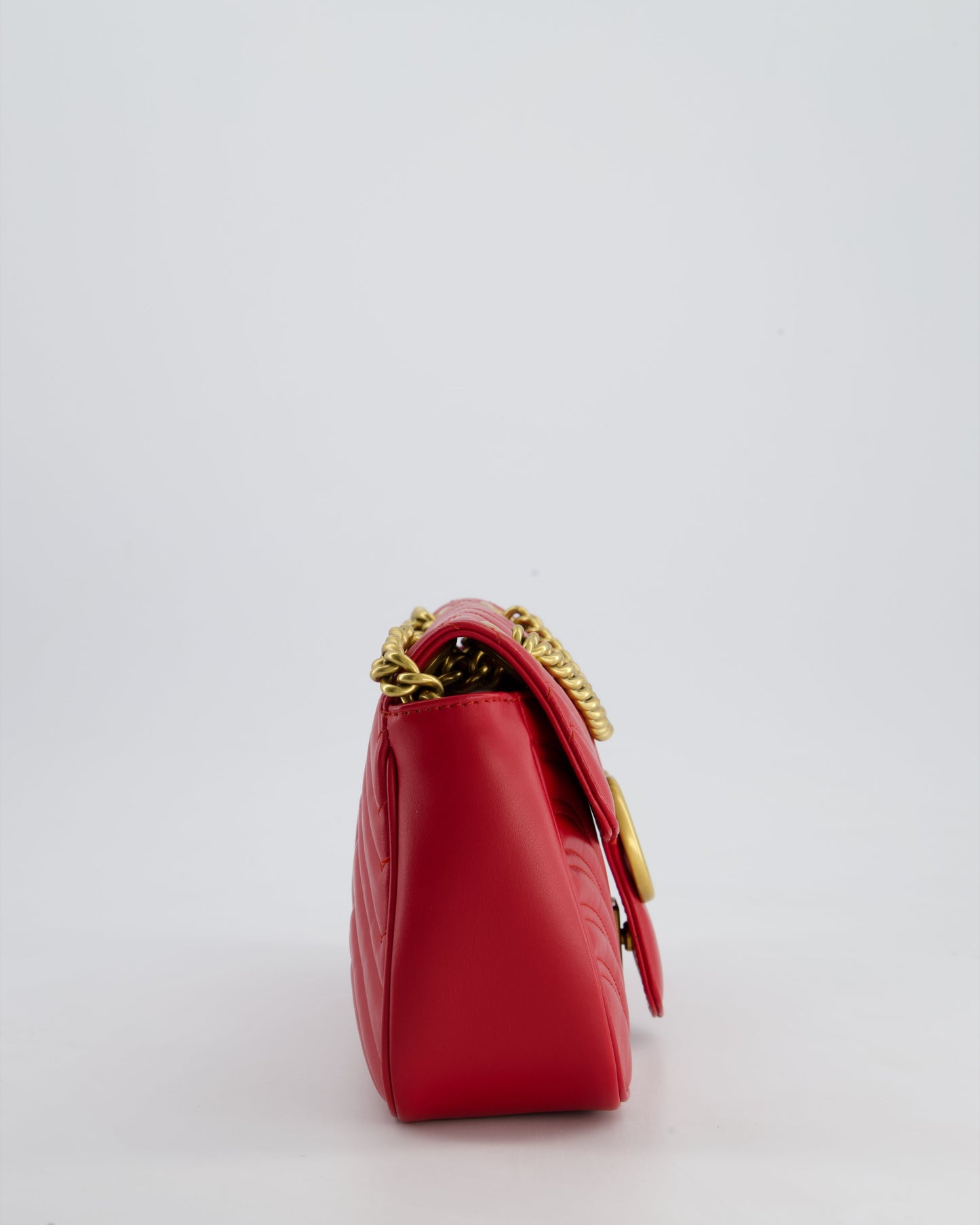 Gucci Red GG Marmont Leather Shoulder Bag with Antique Gold Hardware RRP £2,070