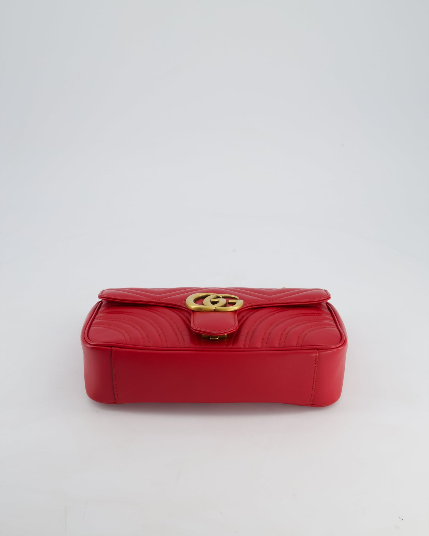 Gucci Red GG Marmont Leather Shoulder Bag with Antique Gold Hardware RRP £2,070