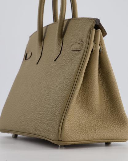 *RARE* Hermès Birkin 25cm Retourne Bag in Beige Marfa Togo Leather with Palladium Hardware