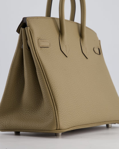 *RARE* Hermès Birkin 25cm Retourne Bag in Beige Marfa Togo Leather with Palladium Hardware