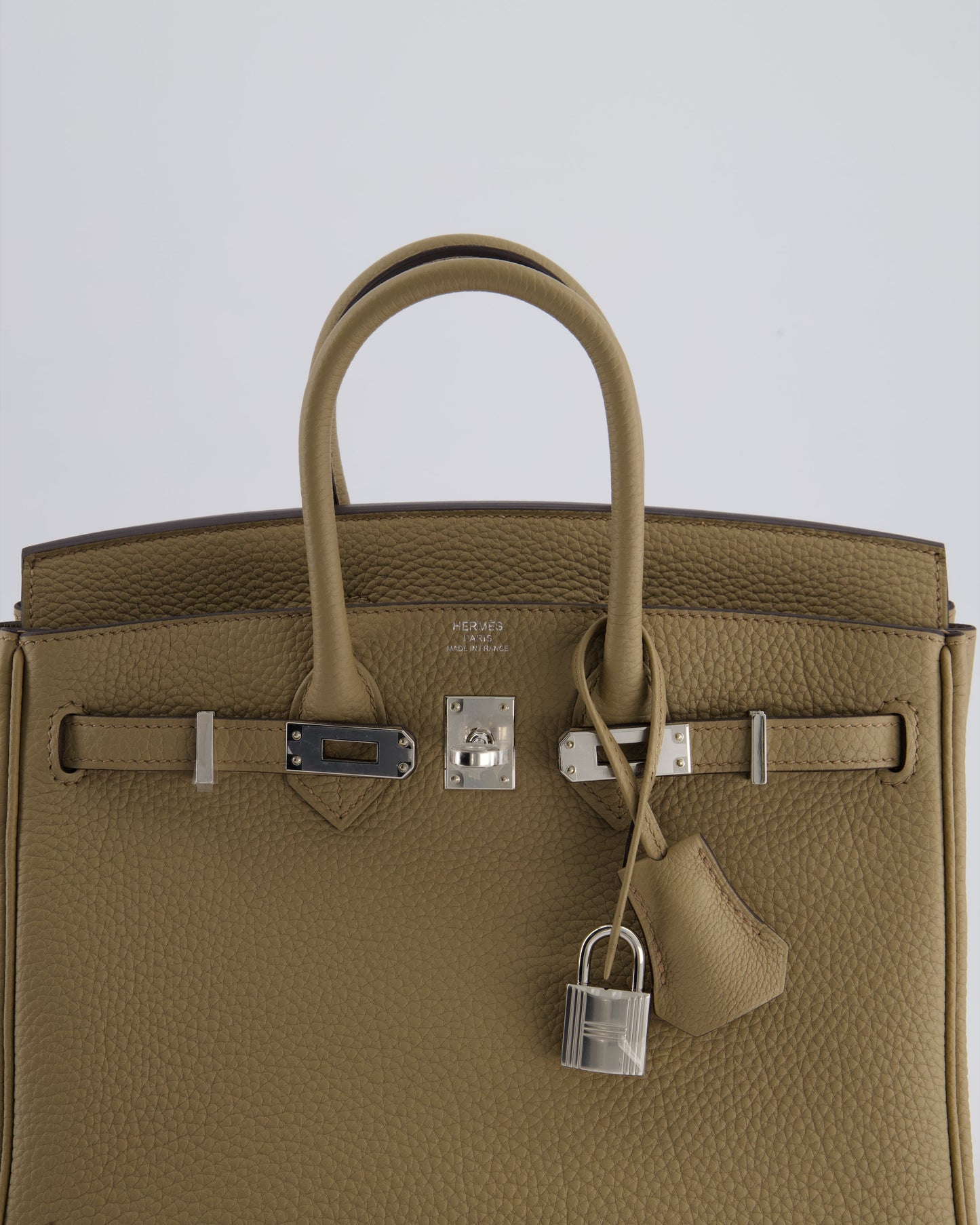 *RARE* Hermès Birkin 25cm Retourne Bag in Beige Marfa Togo Leather with Palladium Hardware
