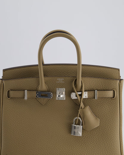 *RARE* Hermès Birkin 25cm Retourne Bag in Beige Marfa Togo Leather with Palladium Hardware