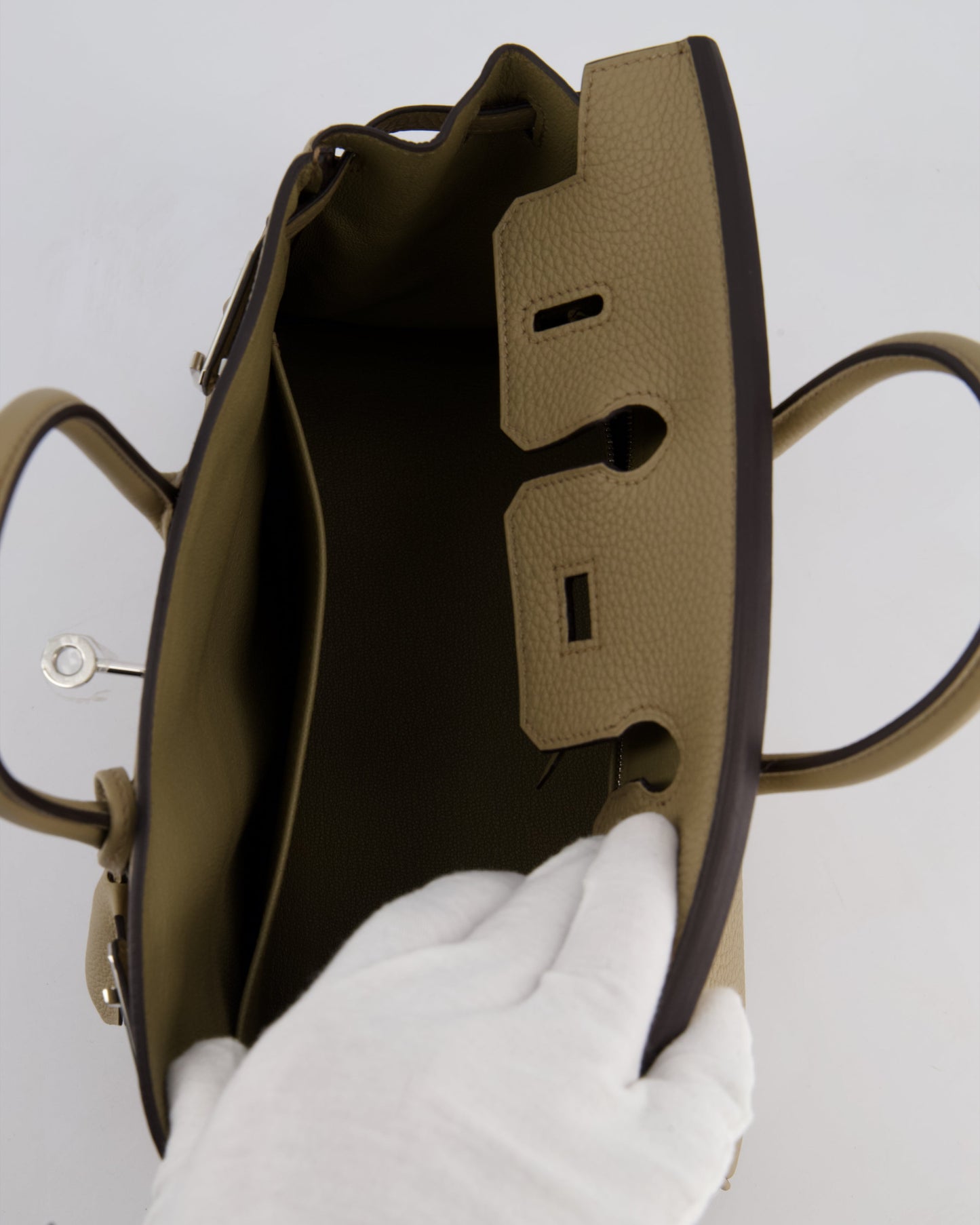 *RARE* Hermès Birkin 25cm Retourne Bag in Beige Marfa Togo Leather with Palladium Hardware