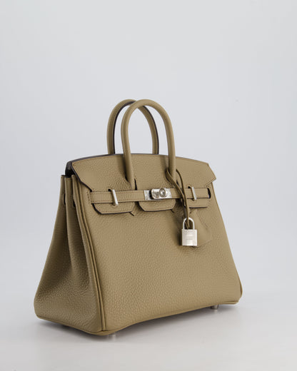 *RARE* Hermès Birkin 25cm Retourne Bag in Beige Marfa Togo Leather with Palladium Hardware