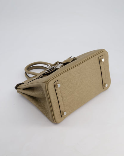 *RARE* Hermès Birkin 25cm Retourne Bag in Beige Marfa Togo Leather with Palladium Hardware