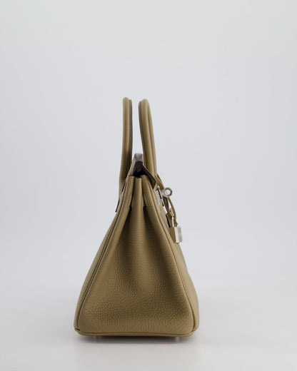 *RARE* Hermès Birkin 25cm Retourne Bag in Beige Marfa Togo Leather with Palladium Hardware