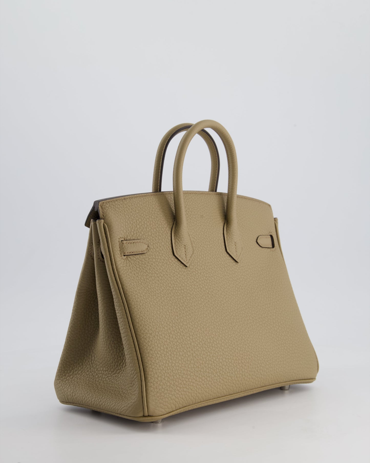 *RARE* Hermès Birkin 25cm Retourne Bag in Beige Marfa Togo Leather with Palladium Hardware