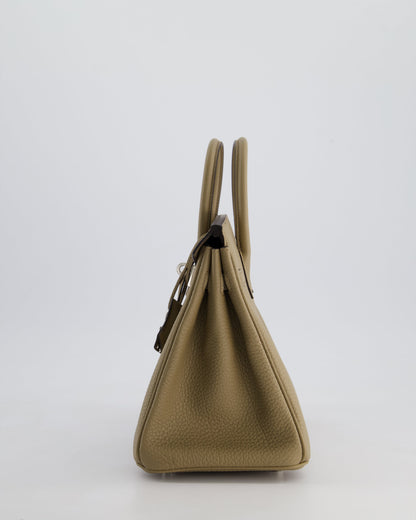 *RARE* Hermès Birkin 25cm Retourne Bag in Beige Marfa Togo Leather with Palladium Hardware
