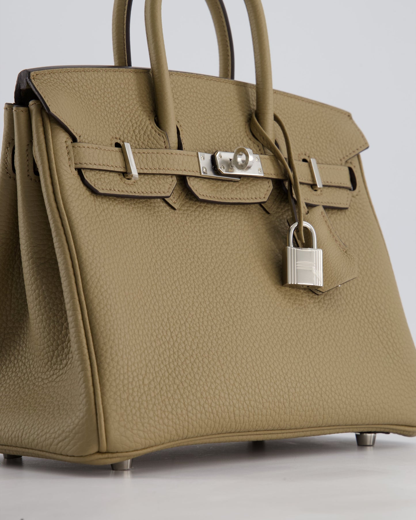 *RARE* Hermès Birkin 25cm Retourne Bag in Beige Marfa Togo Leather with Palladium Hardware