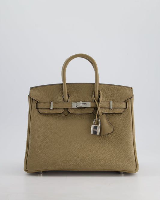 *RARE* Hermès Birkin 25cm Retourne Bag in Beige Marfa Togo Leather with Palladium Hardware