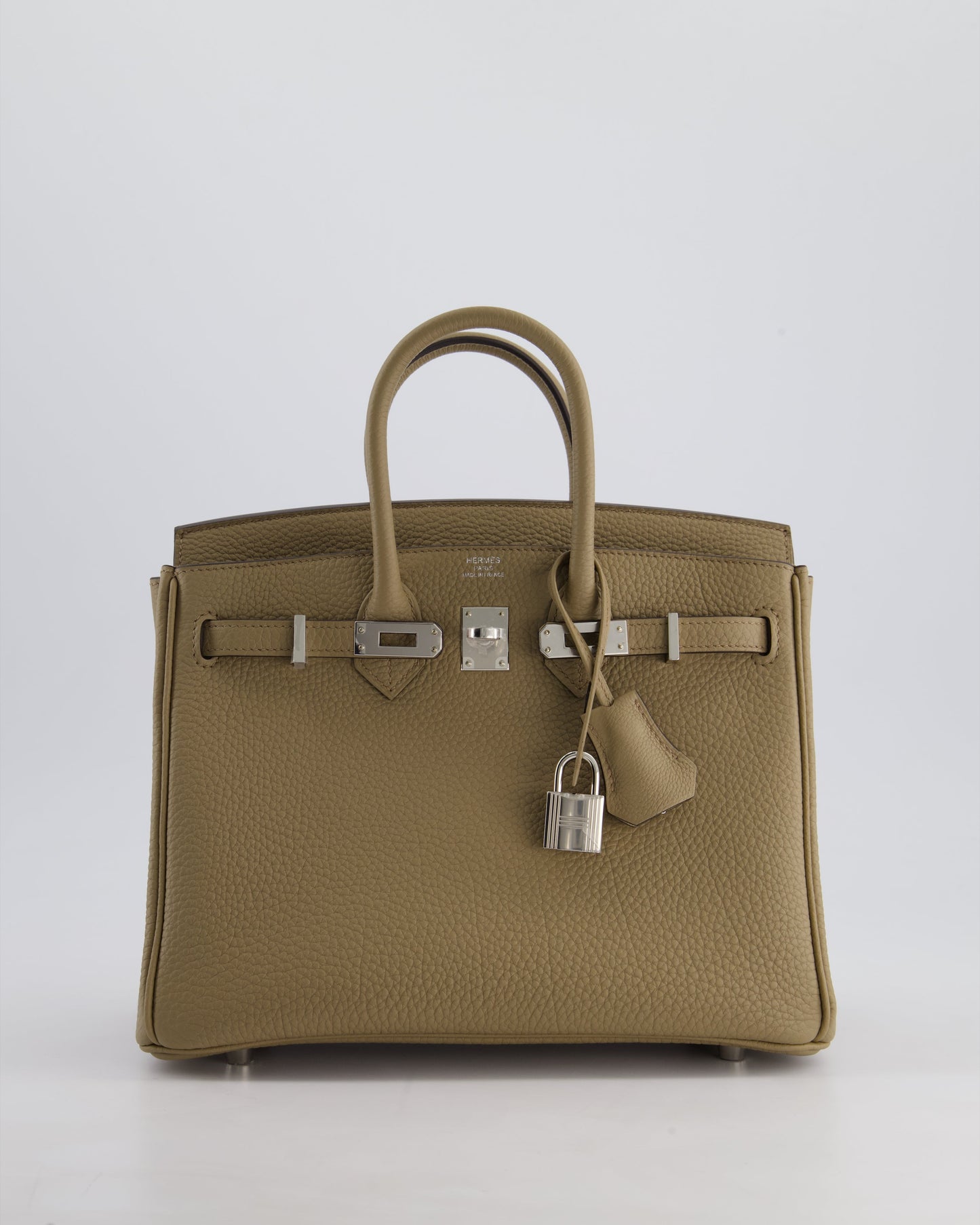 *RARE* Hermès Birkin 25cm Retourne Bag in Beige Marfa Togo Leather with Palladium Hardware