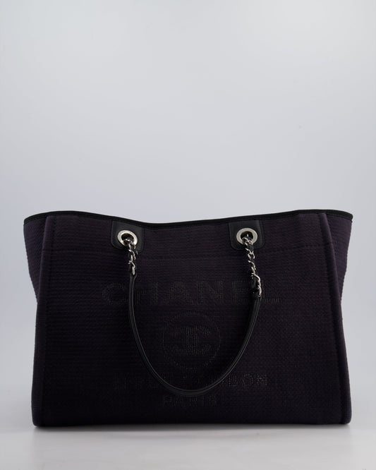 Chanel Black Small Canvas Deauville Tote Bag with Silver Hardware
