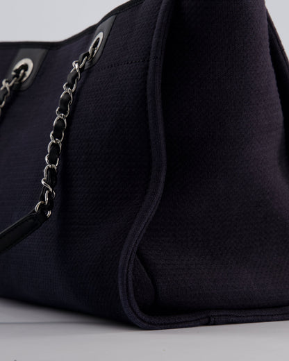 Chanel Black Small Canvas Deauville Tote Bag with Silver Hardware