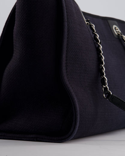 Chanel Black Small Canvas Deauville Tote Bag with Silver Hardware