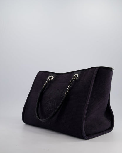 Chanel Black Small Canvas Deauville Tote Bag with Silver Hardware