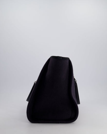 Chanel Black Small Canvas Deauville Tote Bag with Silver Hardware