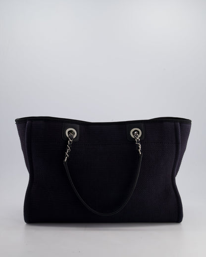 Chanel Black Small Canvas Deauville Tote Bag with Silver Hardware