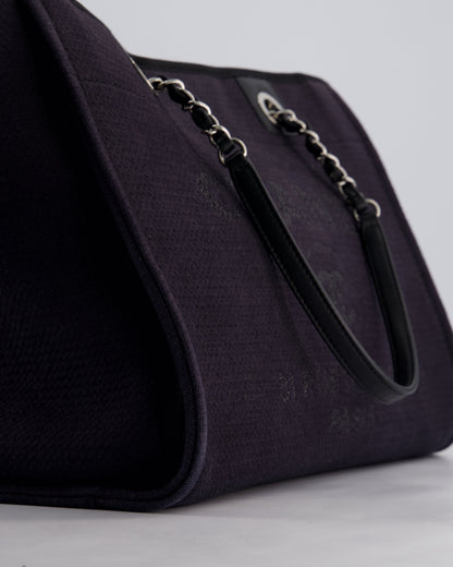 Chanel Black Small Canvas Deauville Tote Bag with Silver Hardware