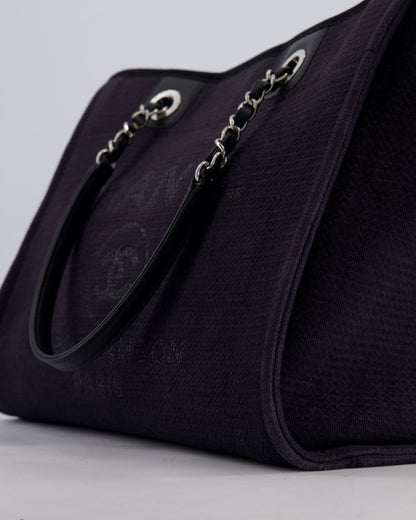 Chanel Black Small Canvas Deauville Tote Bag with Silver Hardware