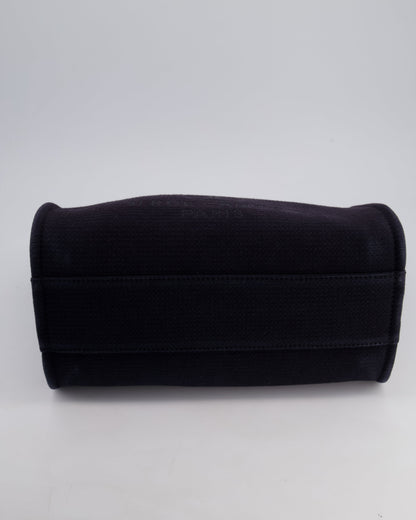 Chanel Black Small Canvas Deauville Tote Bag with Silver Hardware