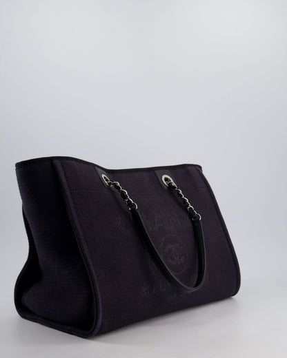 Chanel Black Small Canvas Deauville Tote Bag with Silver Hardware