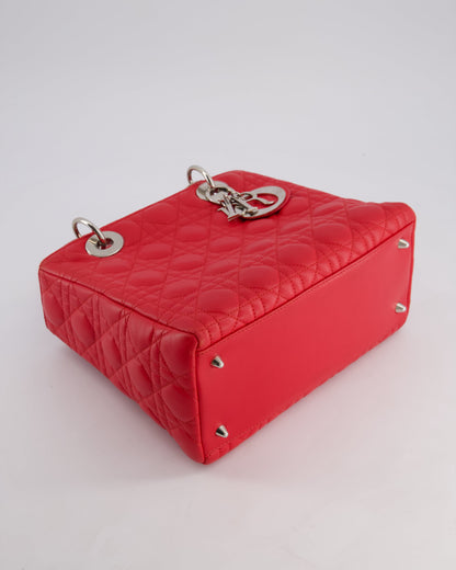 *FIRE PRICE* Christian Dior Strawberry Red Medium Lady Dior Bag in Cannage Lambskin with Silver Hardware