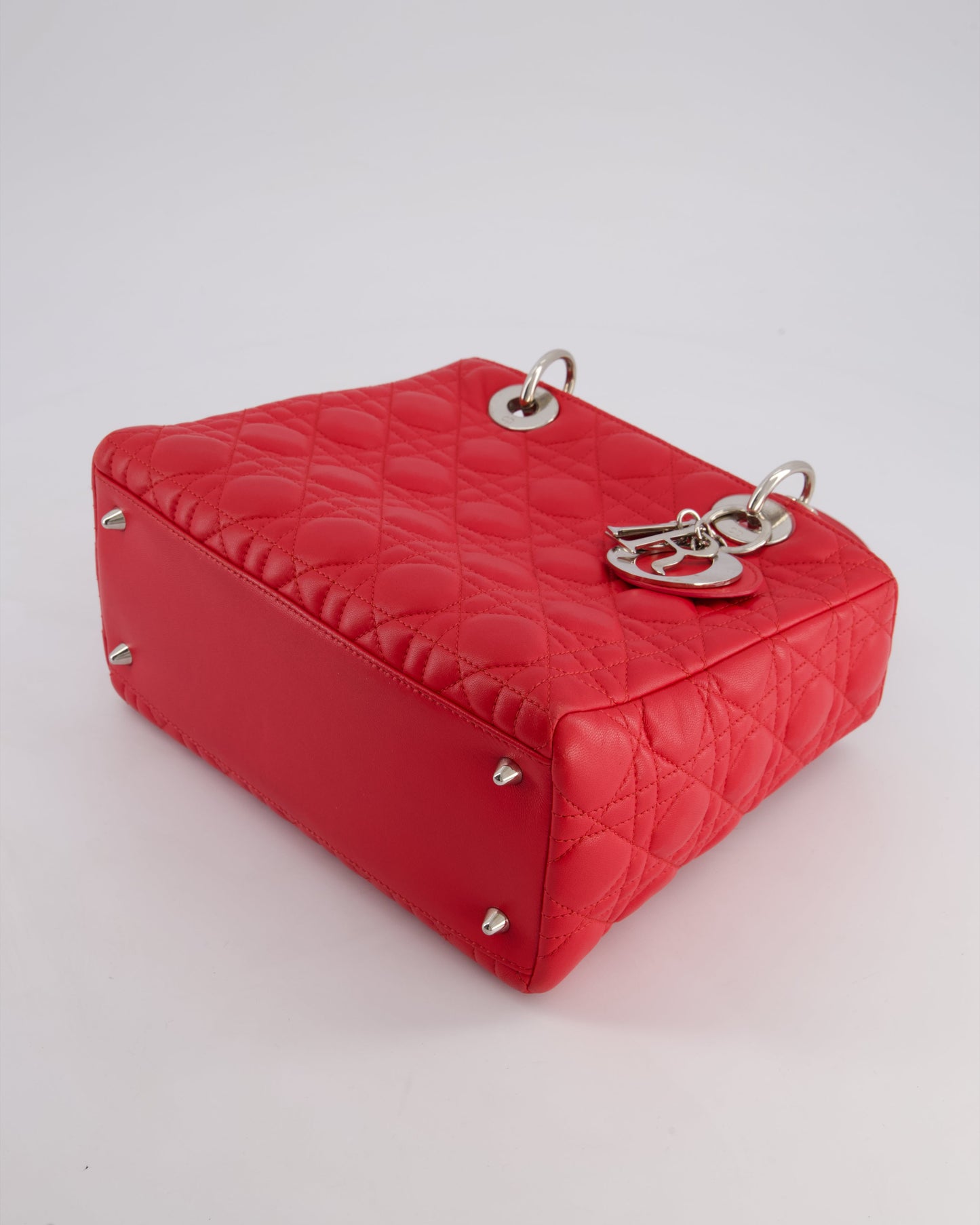 *FIRE PRICE* Christian Dior Strawberry Red Medium Lady Dior Bag in Cannage Lambskin with Silver Hardware