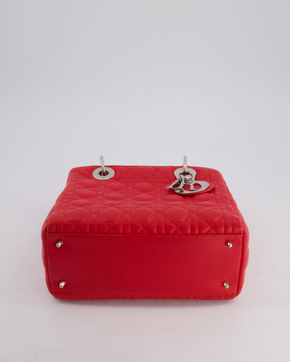*FIRE PRICE* Christian Dior Strawberry Red Medium Lady Dior Bag in Cannage Lambskin with Silver Hardware