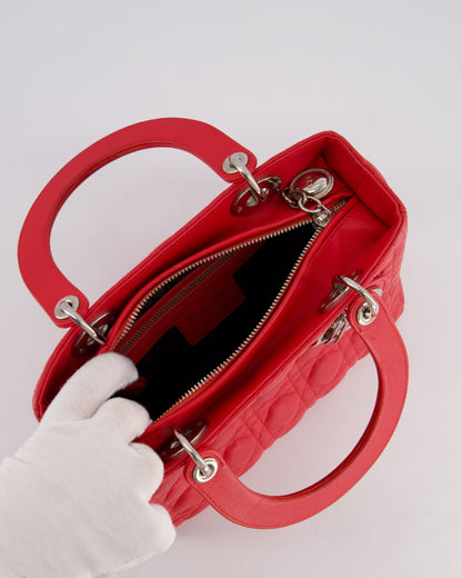 *FIRE PRICE* Christian Dior Strawberry Red Medium Lady Dior Bag in Cannage Lambskin with Silver Hardware
