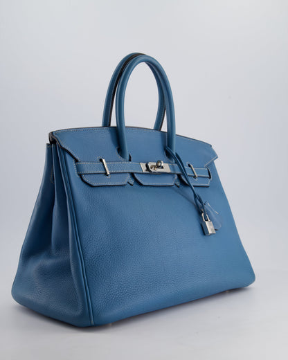 *HOT* Hermès Birkin 35cm Bag in Blue Jean Togo Leather with Palladium Hardware