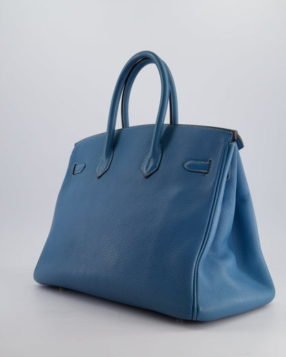*HOT* Hermès Birkin 35cm Bag in Blue Jean Togo Leather with Palladium Hardware