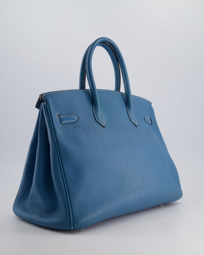 *HOT* Hermès Birkin 35cm Bag in Blue Jean Togo Leather with Palladium Hardware
