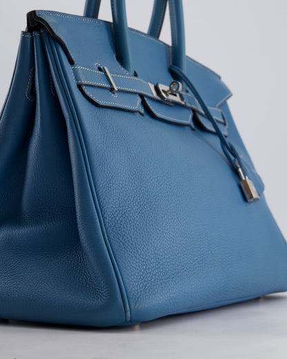 *HOT* Hermès Birkin 35cm Bag in Blue Jean Togo Leather with Palladium Hardware