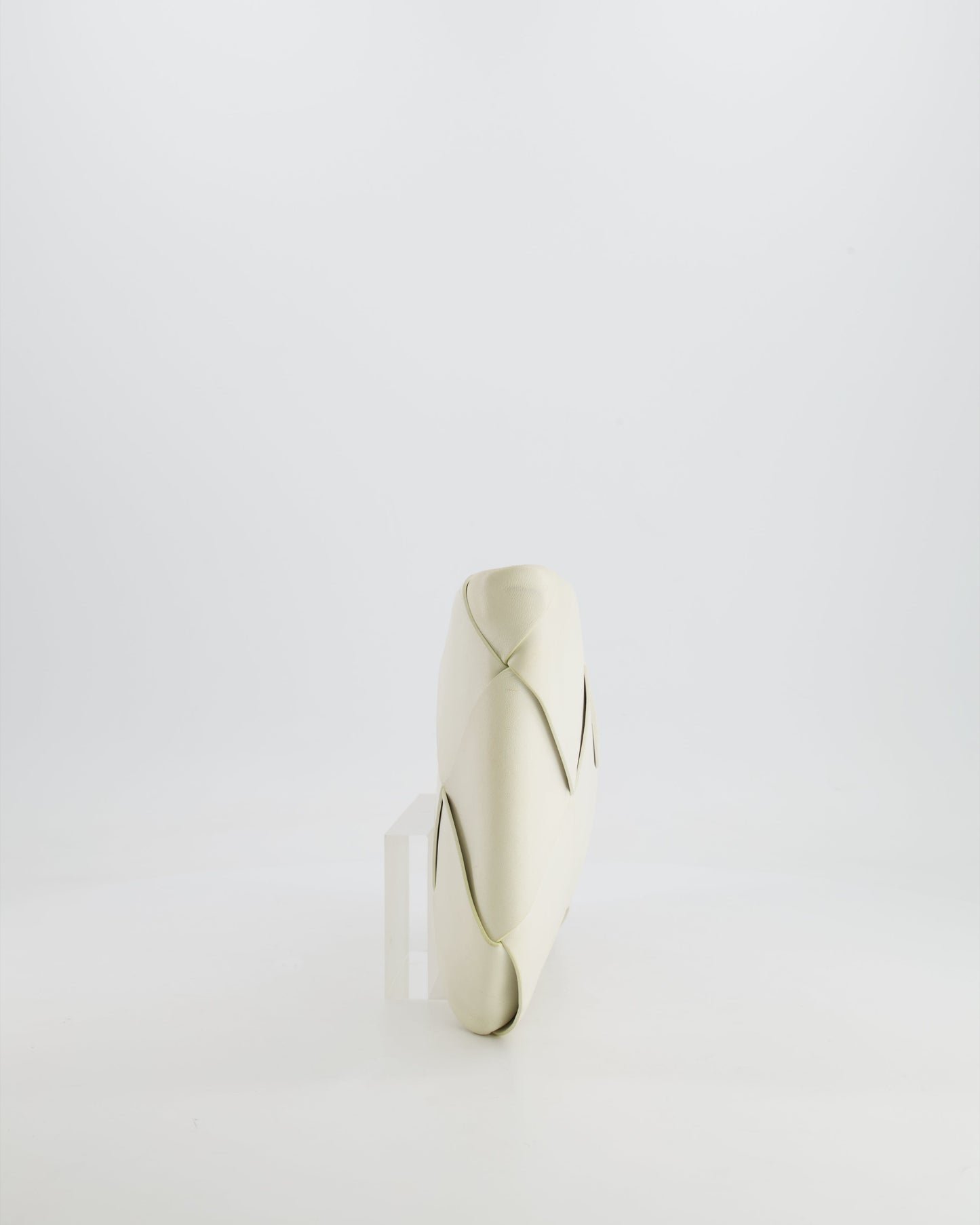 Bottega Veneta White Intrecciato Large Leather Clutch Bag with Silver Hardware