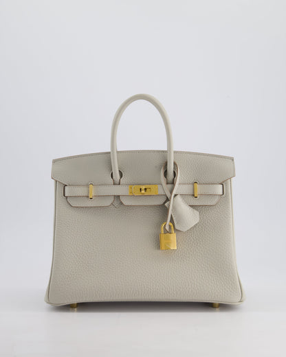Hermès Birkin 25cm Retourne Bag in Gris Perle Togo Leather with Gold Hardware