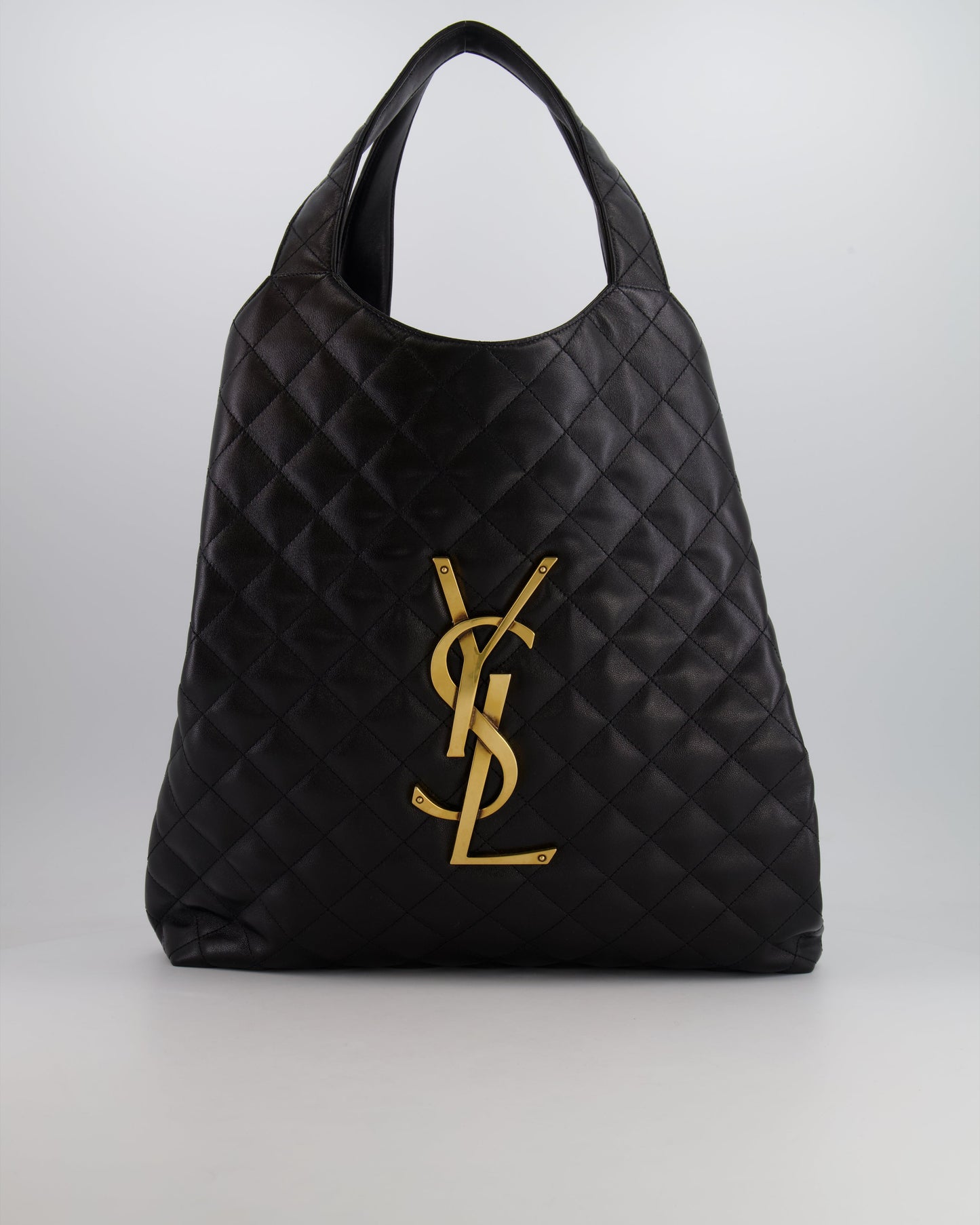 Saint Laurent Black Icare Maxi Shopping Bag in Quilted Lambskin Leather with Gold YSL Logo RRP £3,755