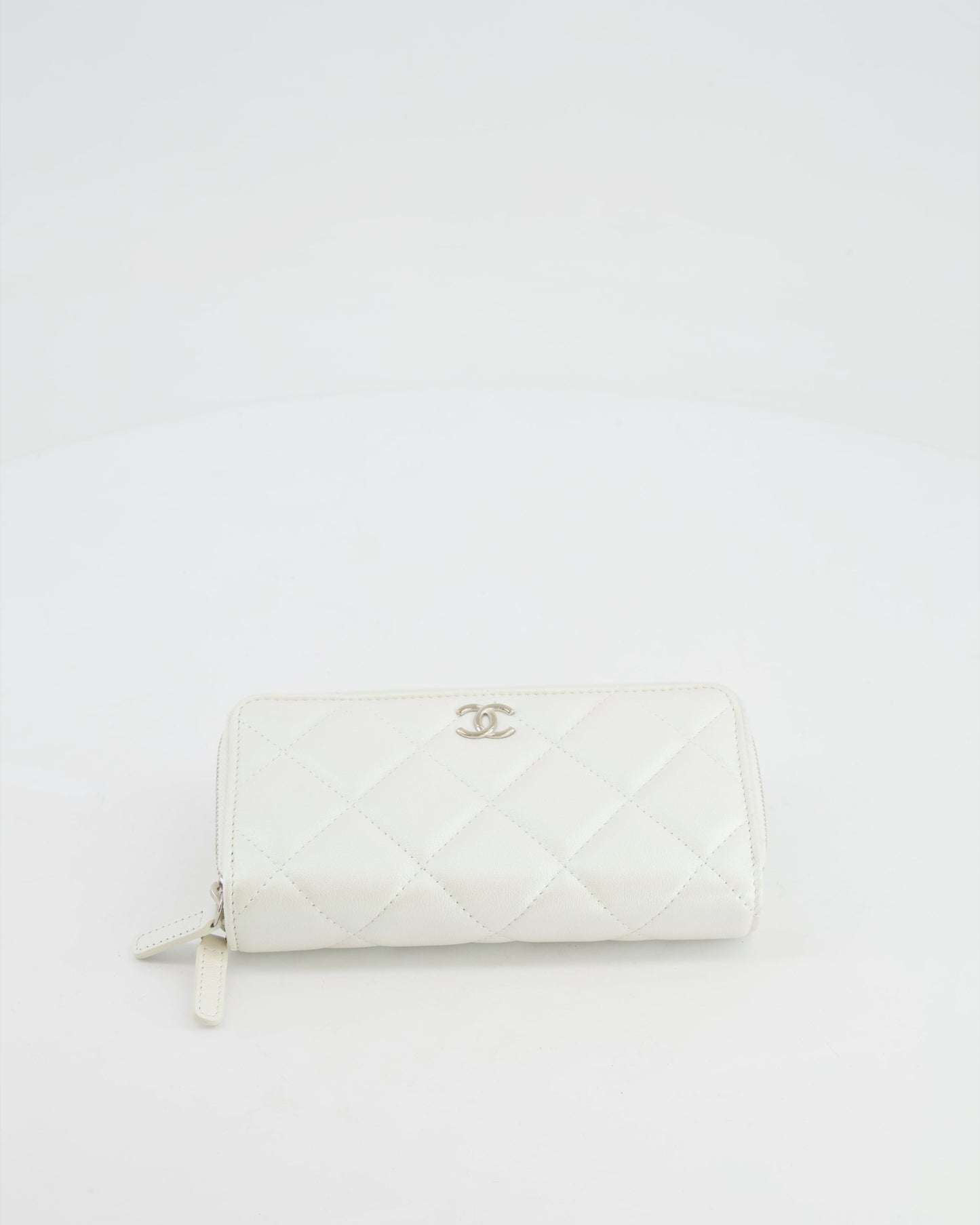 *HOT* Chanel Coco Neige White Pearlescent Lambskin Belt Bag with Silver Hardware