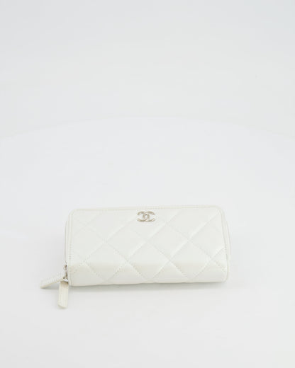 *HOT* Chanel Coco Neige White Pearlescent Lambskin Belt Bag with Silver Hardware