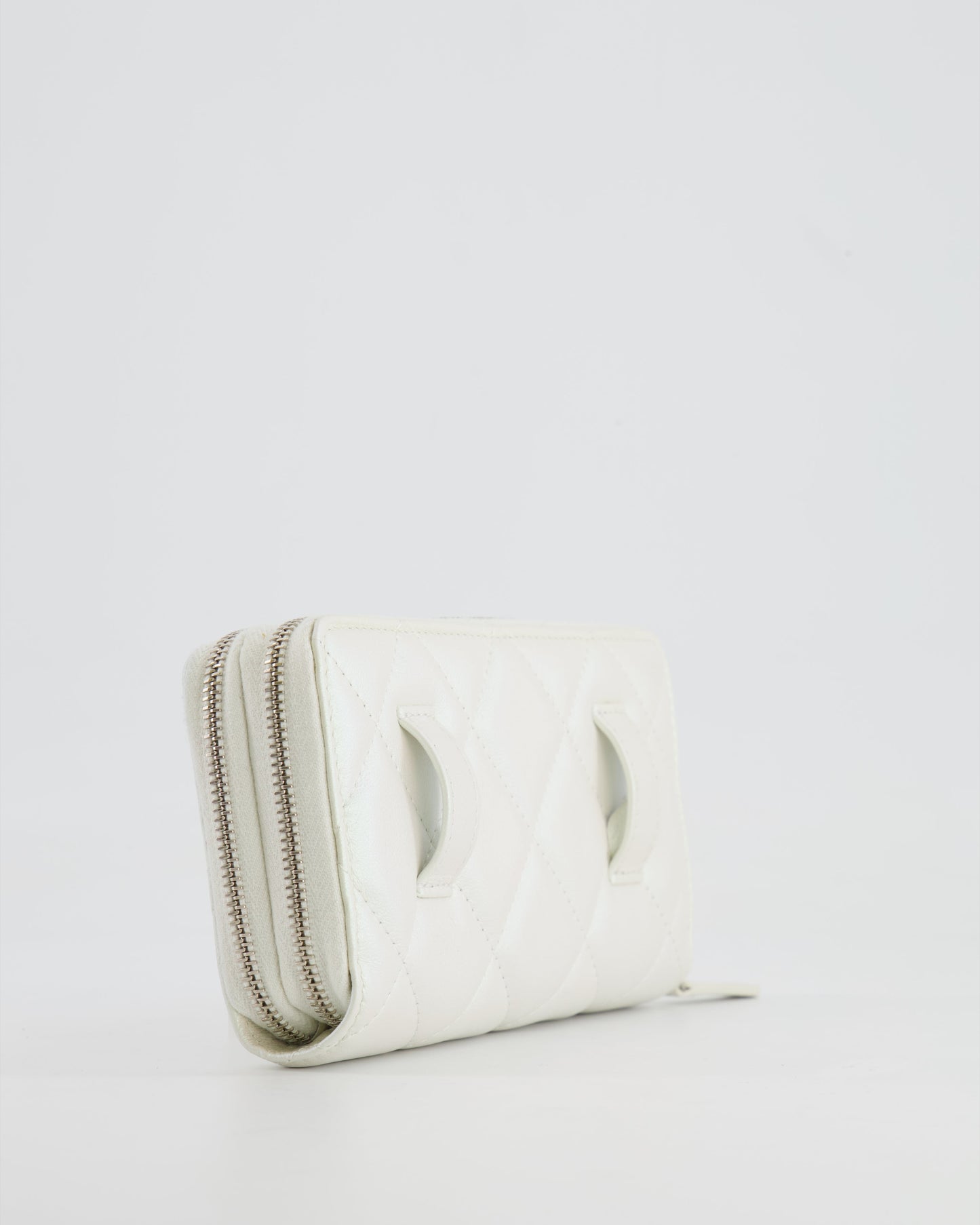 *HOT* Chanel Coco Neige White Pearlescent Lambskin Belt Bag with Silver Hardware