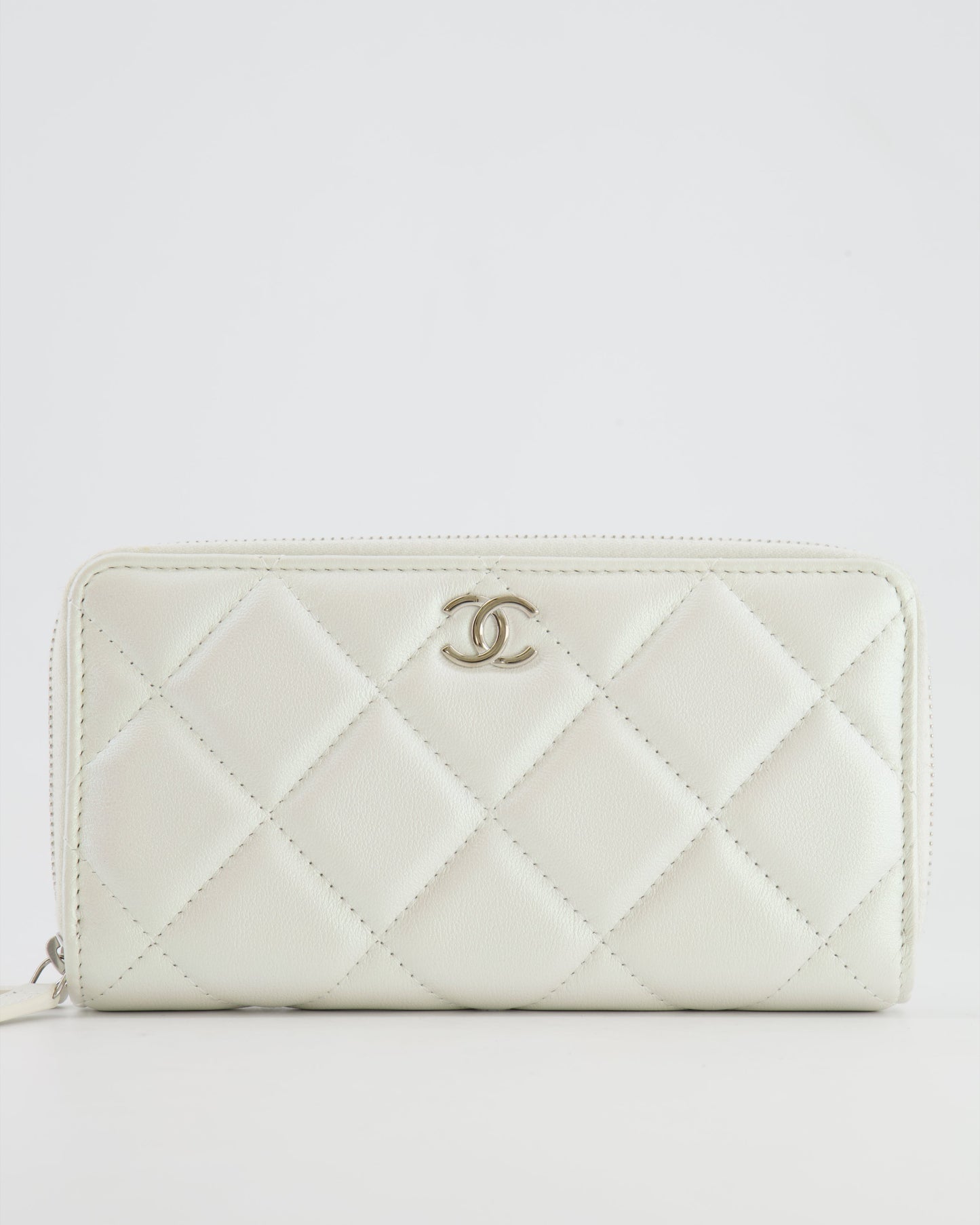 *HOT* Chanel Coco Neige White Pearlescent Lambskin Belt Bag with Silver Hardware