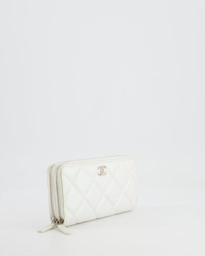 *HOT* Chanel Coco Neige White Pearlescent Lambskin Belt Bag with Silver Hardware