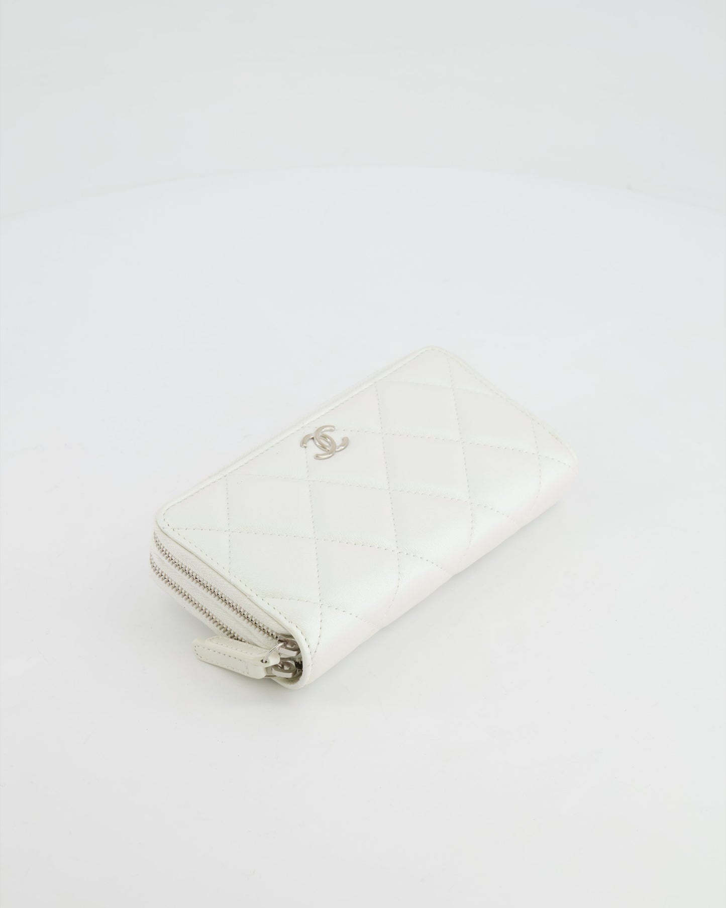 *HOT* Chanel Coco Neige White Pearlescent Lambskin Belt Bag with Silver Hardware