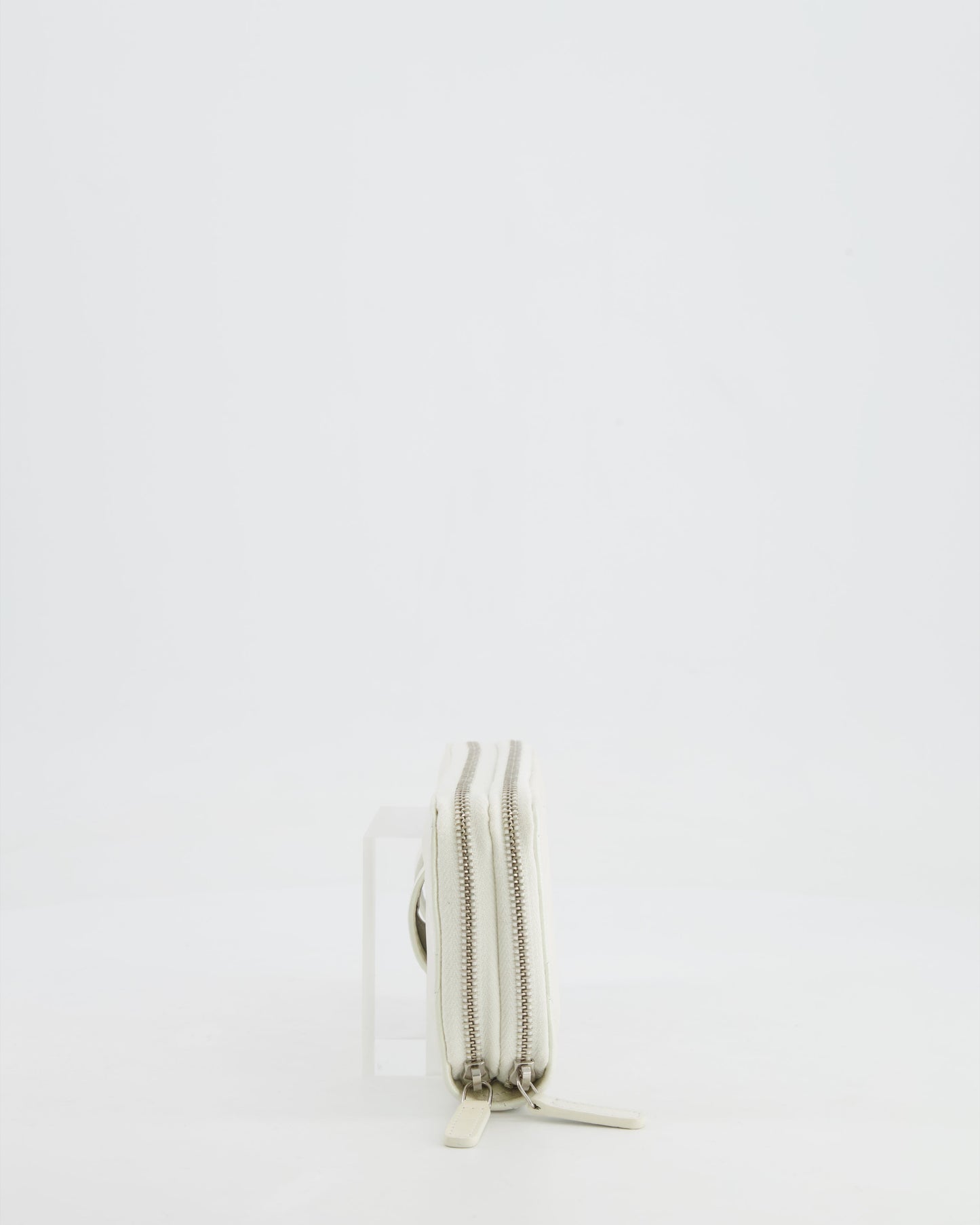 *HOT* Chanel Coco Neige White Pearlescent Lambskin Belt Bag with Silver Hardware