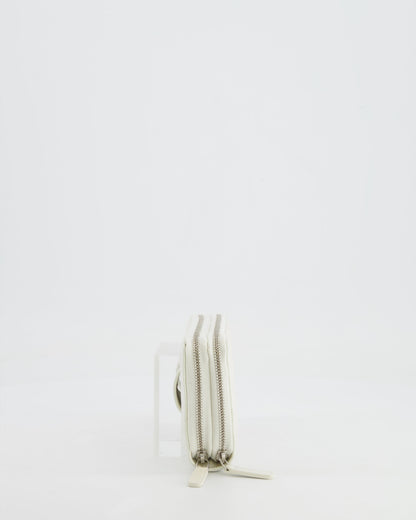 *HOT* Chanel Coco Neige White Pearlescent Lambskin Belt Bag with Silver Hardware